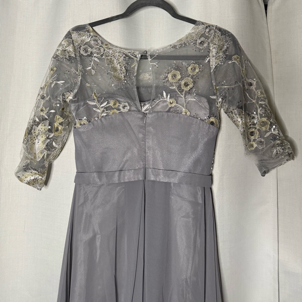 Dori Squeen Dove Grey Sequin Rhinestone Formal Dress - Picture 9 of 13